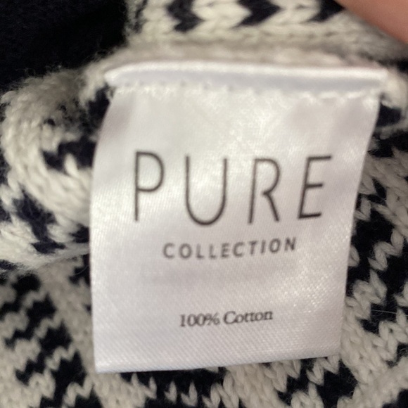 PURE COLLECTION Navy and White Cotton Nautical Snap Front Cardigan with Pockets - Picture 8 of 8